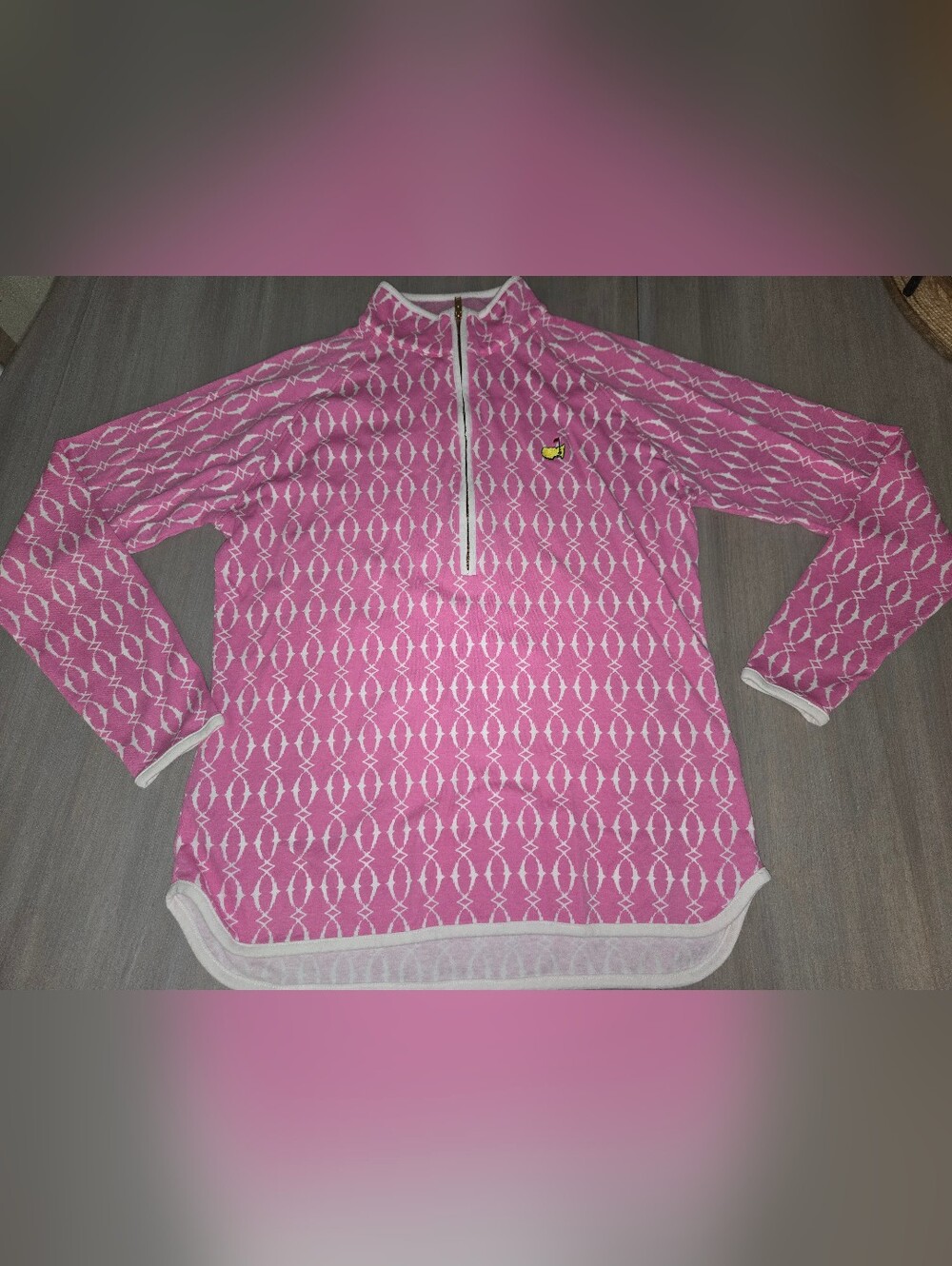 Magnolia Lane Masters Augusta National Pink & White Quarter Zip Pullover Medium